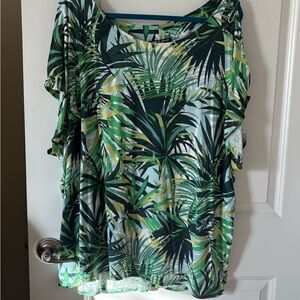 Tropical Leaf Print Women’s Top - Green